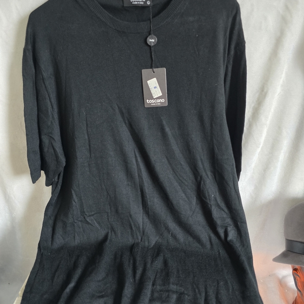 Toscano Mens lightweight crew neck sweater  short sleeve ITALY Sz Large NWT